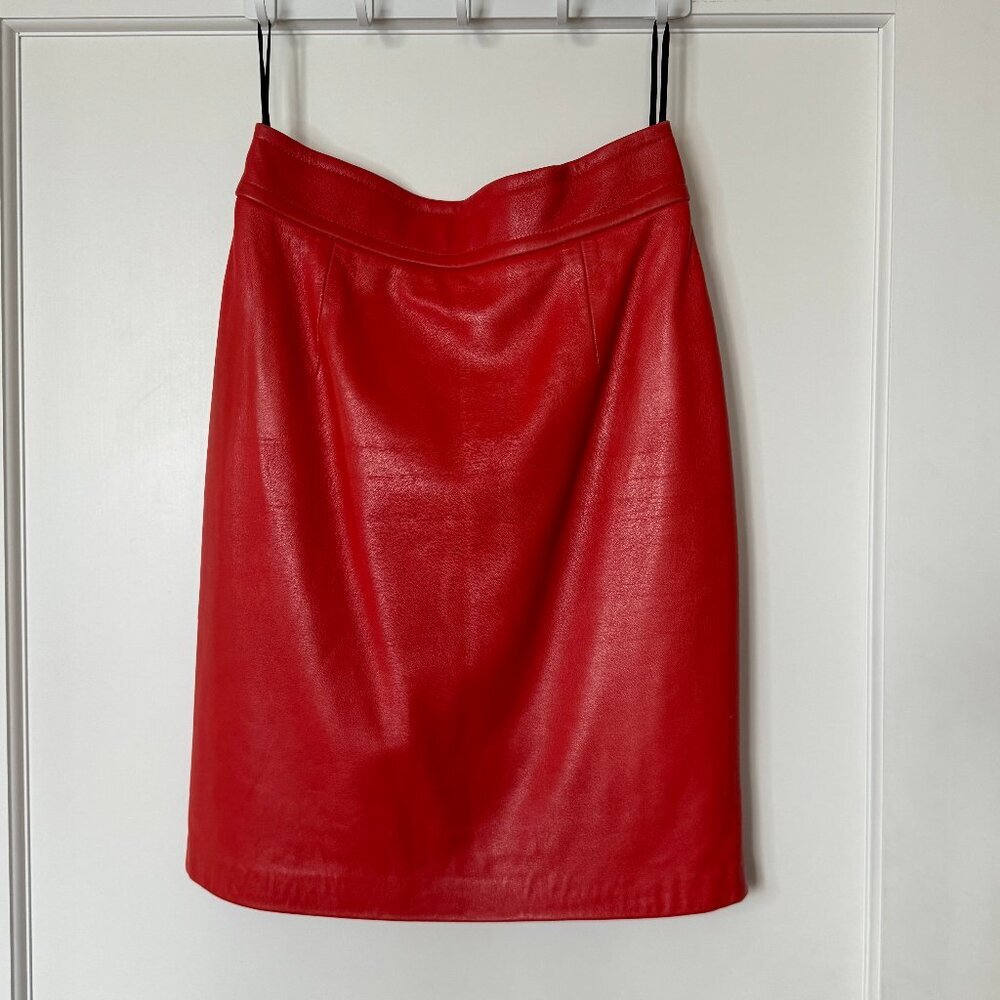 Vintage Red Leather Skirt